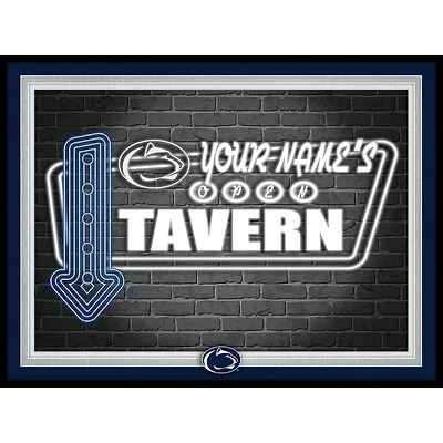Black Penn State Nittany Lions 12'' x 16'' Personalized Framed Neon Tavern Print
