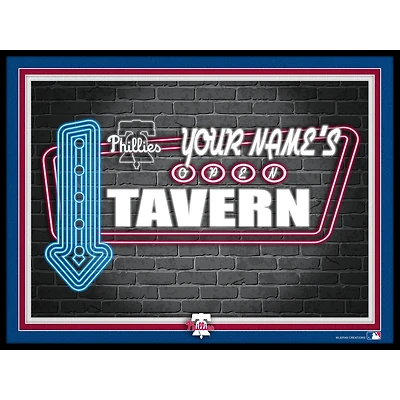 Black Philadelphia Phillies 12'' x 16'' Personalized Framed Neon Tavern Print