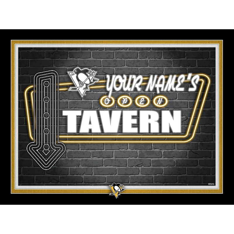 Pittsburgh Penguins 12'' x 16'' Personalized Framed Neon Tavern Print