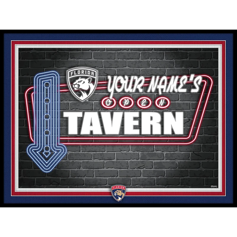 Florida Panthers 12'' x 16'' Personalized Framed Neon Tavern Print