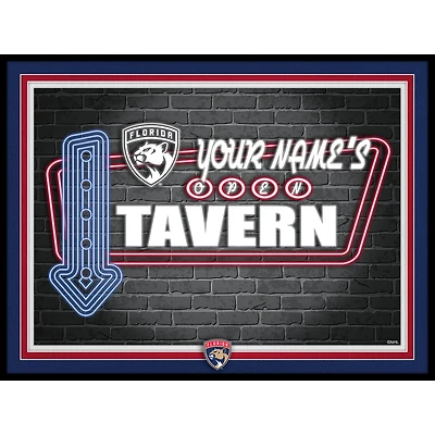 Florida Panthers 12'' x 16'' Personalized Framed Neon Tavern Print