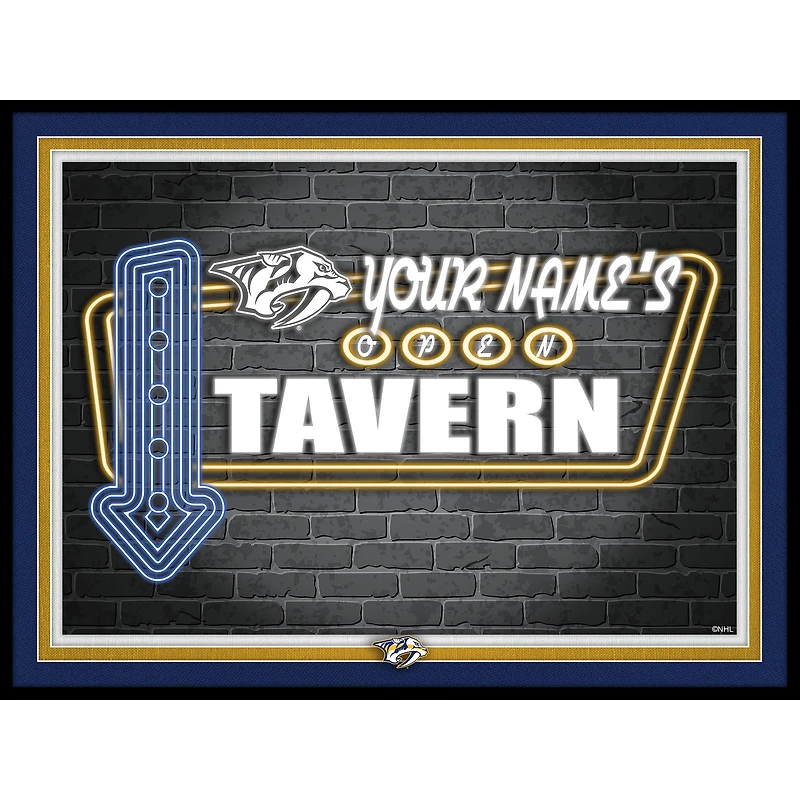 Nashville Predators 12'' x 16'' Personalized Framed Neon Tavern Print