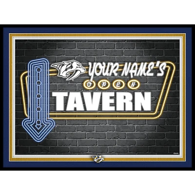 Nashville Predators 12'' x 16'' Personalized Framed Neon Tavern Print