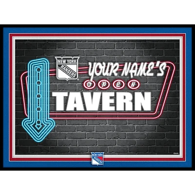 New York Rangers 12'' x 16'' Personalized Framed Neon Tavern Print