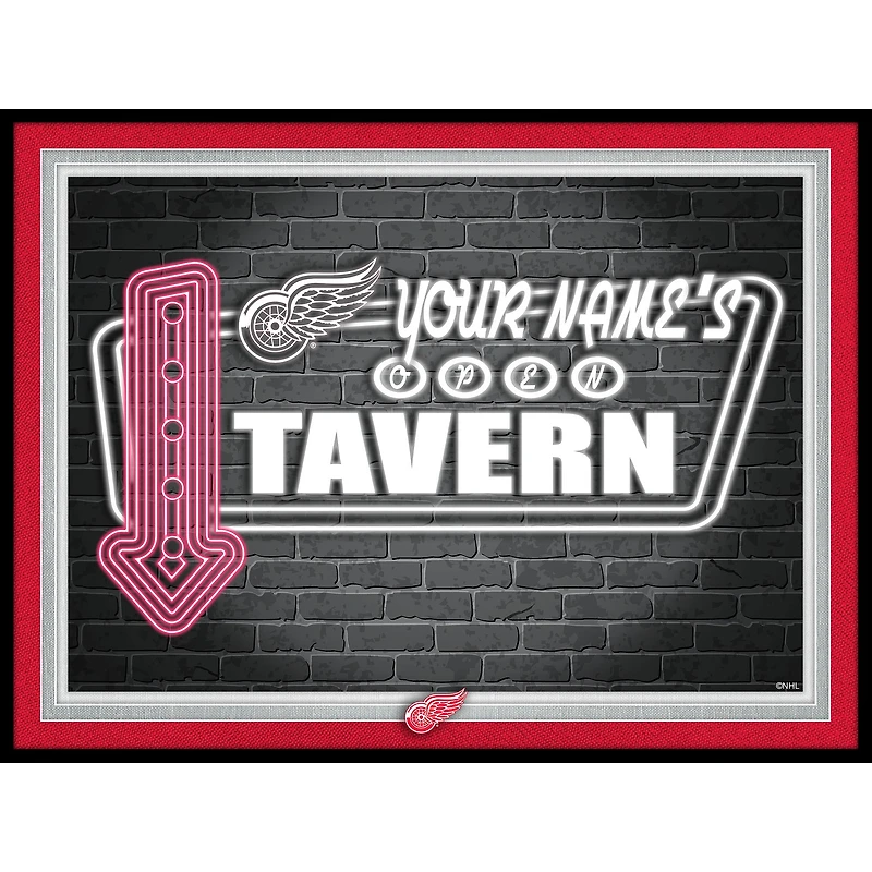 Detroit Red Wings 12'' x 16'' Personalized Framed Neon Tavern Print
