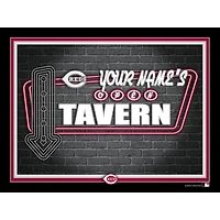 Black Cincinnati Reds 12'' x 16'' Personalized Framed Neon Tavern Print