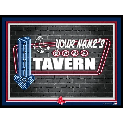 Black Boston Red Sox 12'' x 16'' Personalized Framed Neon Tavern Print