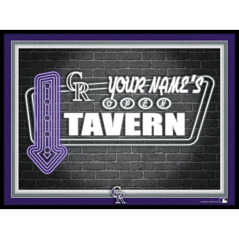 Black Colorado Rockies 12'' x 16'' Personalized Framed Neon Tavern Print