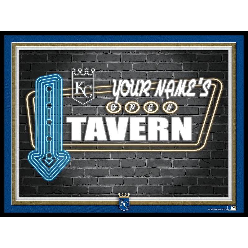 Black Kansas City Royals 12'' x 16'' Personalized Framed Neon Tavern Print