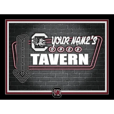 Black South Carolina Gamecocks 12'' x 16'' Personalized Framed Neon Tavern Print