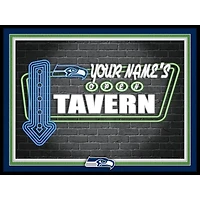 Black Seattle Seahawks 12'' x 16'' Personalized Framed Neon Tavern Print