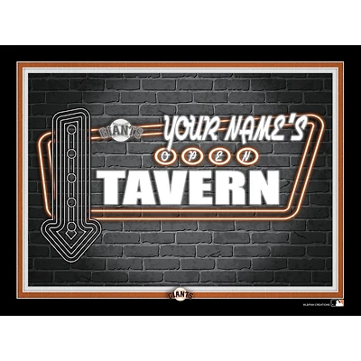 Black San Francisco Giants 12'' x 16'' Personalized Framed Neon Tavern Print
