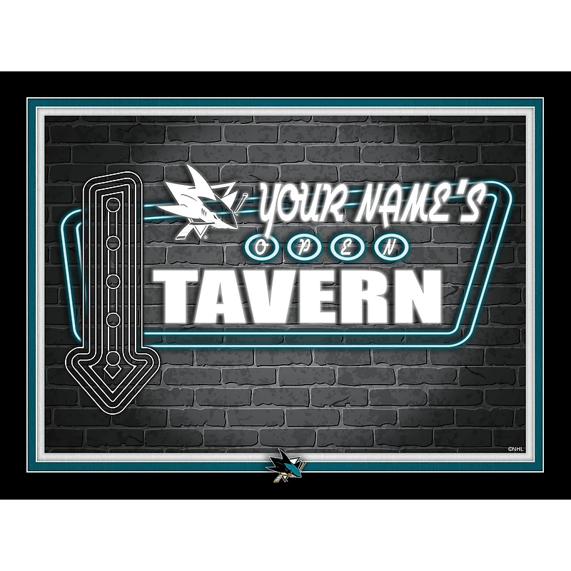 San Jose Sharks 12'' x 16'' Personalized Framed Neon Tavern Print