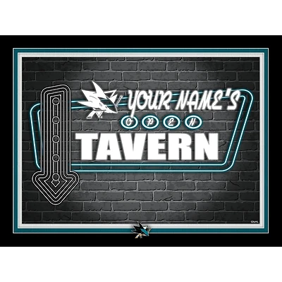 San Jose Sharks 12'' x 16'' Personalized Framed Neon Tavern Print