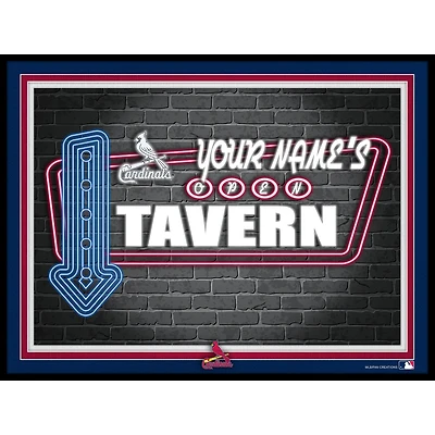 Black St. Louis Cardinals 12'' x 16'' Personalized Framed Neon Tavern Print