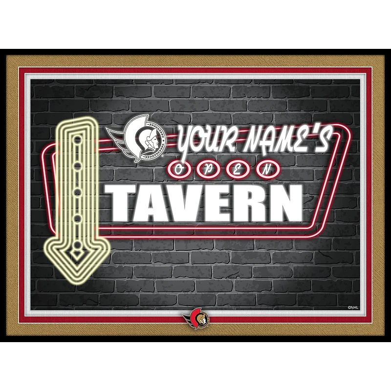 Ottawa Senators 12'' x 16'' Personalized Framed Neon Tavern Print