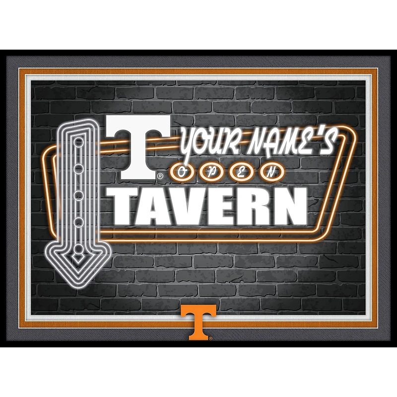 Black Tennessee Volunteers 12'' x 16'' Personalized Framed Neon Tavern Print