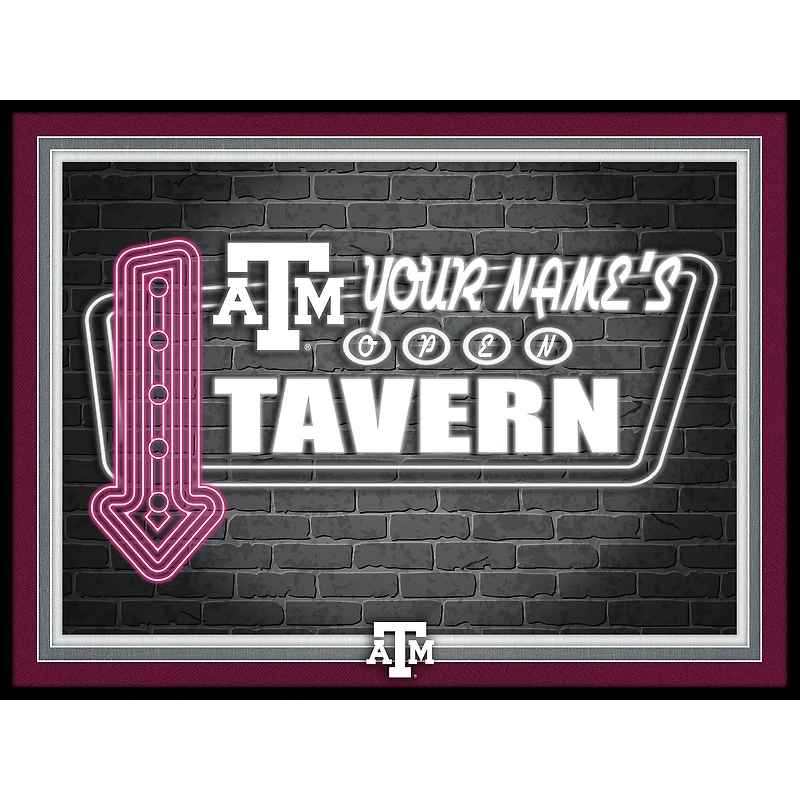 Black Texas A&M Aggies 12'' x 16'' Personalized Framed Neon Tavern Print