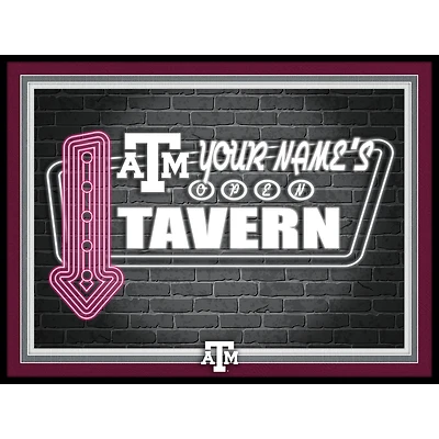 Black Texas A&M Aggies 12'' x 16'' Personalized Framed Neon Tavern Print