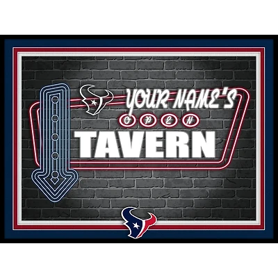 Black Houston Texans 12'' x 16'' Personalized Framed Neon Tavern Print