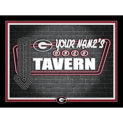 Black Georgia Bulldogs 12'' x 16'' Personalized Framed Neon Tavern Print