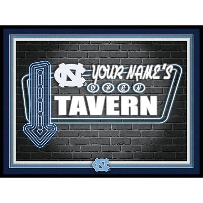 Black North Carolina Tar Heels 12'' x 16'' Personalized Framed Neon Tavern Print