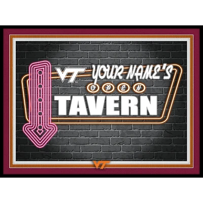 Black Virginia Tech Hokies 12'' x 16'' Personalized Framed Neon Tavern Print