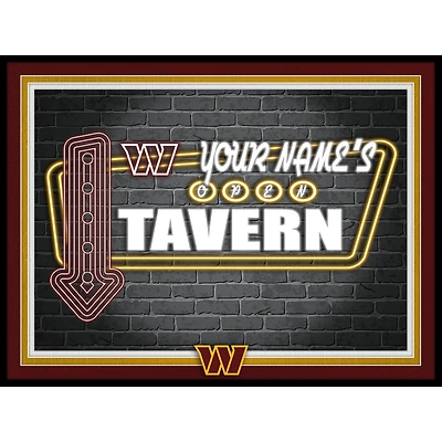 Black Washington Commanders 12'' x 16'' Personalized Framed Neon Tavern Print