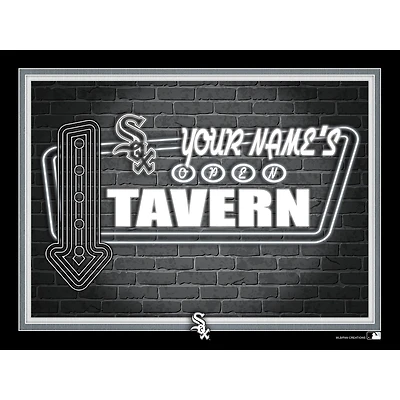 Black Chicago White Sox 12'' x 16'' Personalized Framed Neon Tavern Print