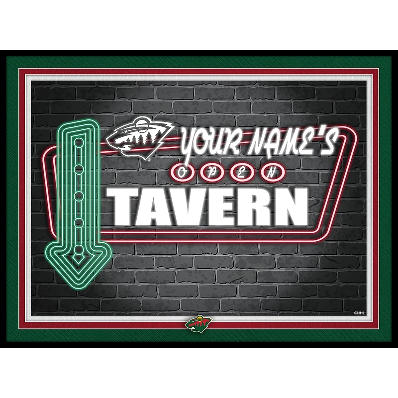 Minnesota Wild 12'' x 16'' Personalized Framed Neon Tavern Print