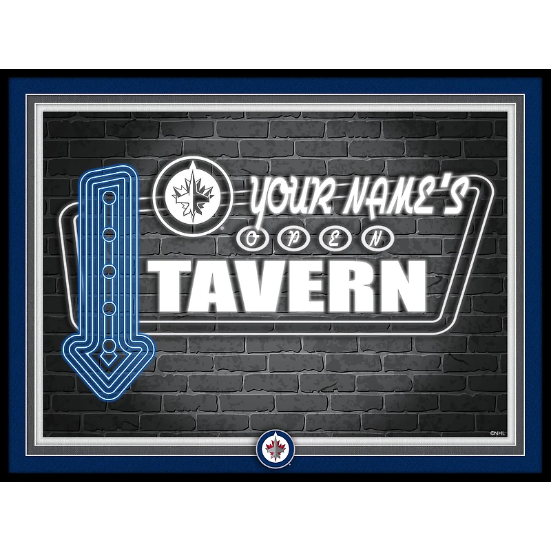 Winnipeg Jets 12'' x 16'' Personalized Framed Neon Tavern Print