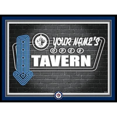 Winnipeg Jets 12'' x 16'' Personalized Framed Neon Tavern Print