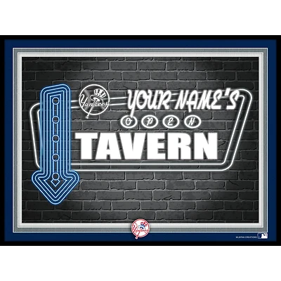 Black New York Yankees 12'' x 16'' Personalized Framed Neon Tavern Print