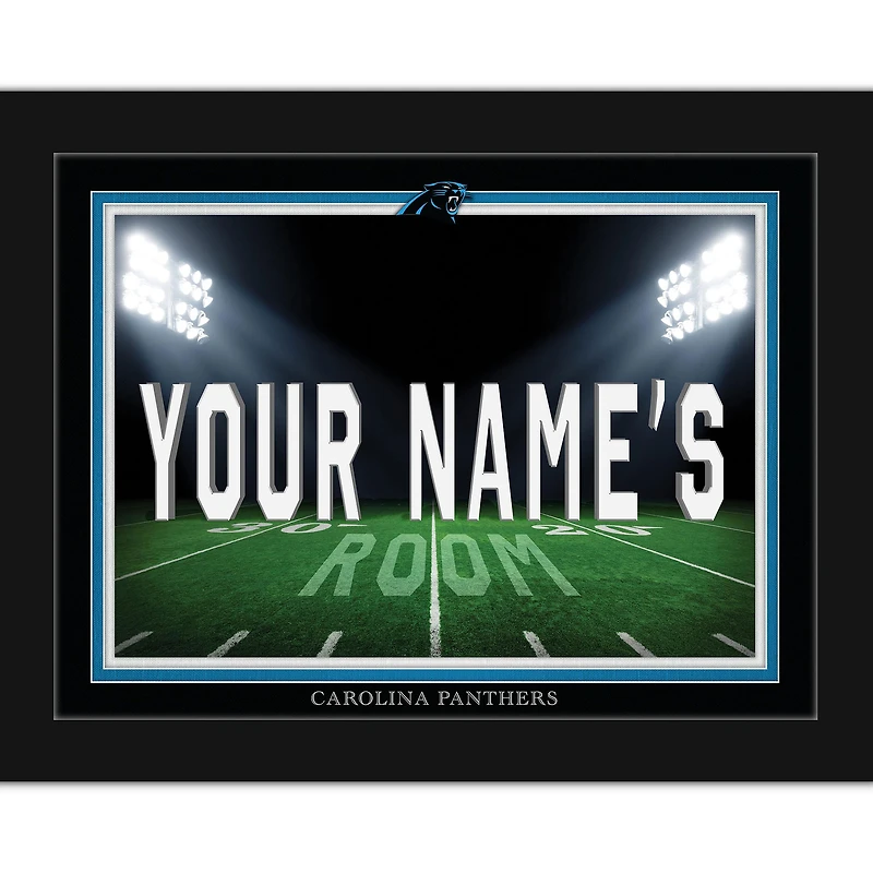 Black Carolina Panthers 12'' x 16'' Personalized Framed Field Spotlight Print