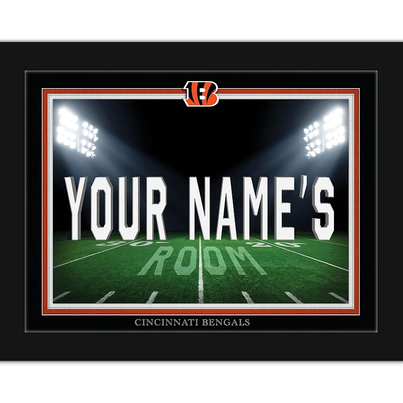 Black Cincinnati Bengals 12'' x 16'' Personalized Framed Field Spotlight Print