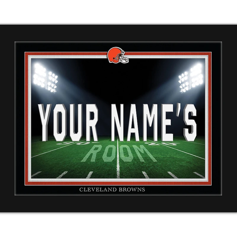 Black Cleveland Browns 12'' x 16'' Personalized Framed Field Spotlight Print
