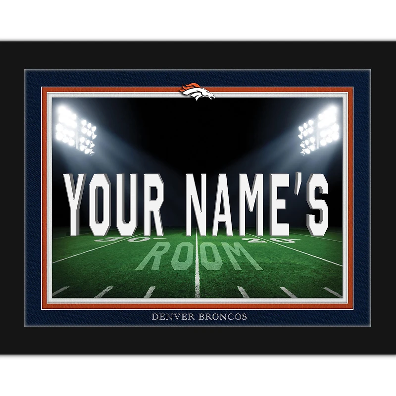 Black Denver Broncos 12'' x 16'' Personalized Framed Field Spotlight Print