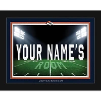 Black Denver Broncos 12'' x 16'' Personalized Framed Field Spotlight Print