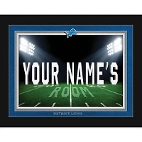 Black Detroit Lions 12'' x 16'' Personalized Framed Field Spotlight Print