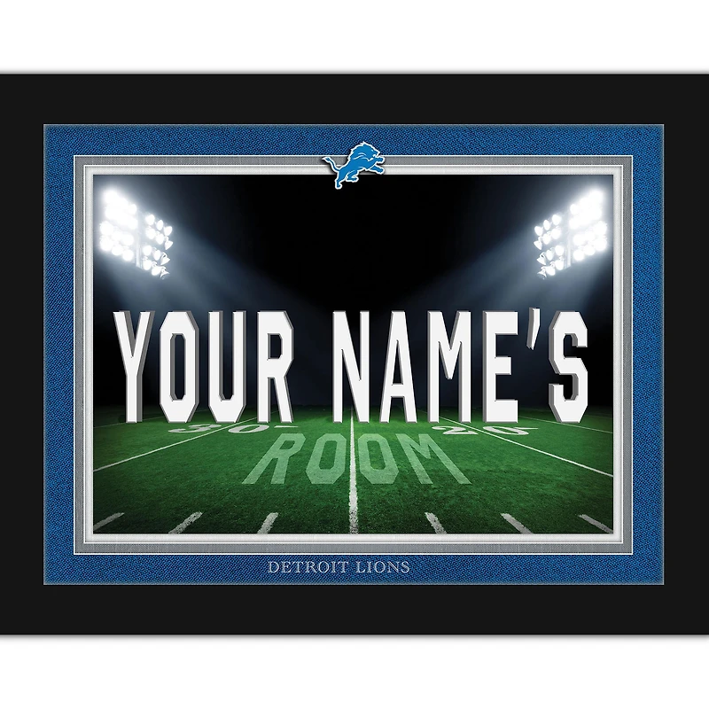 Black Detroit Lions 12'' x 16'' Personalized Framed Field Spotlight Print