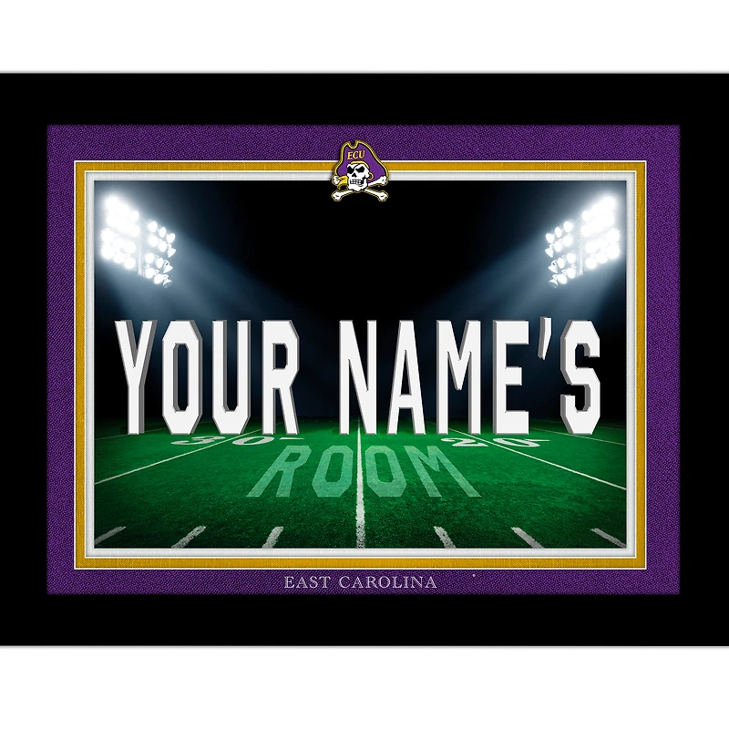 Black ECU Pirates 12'' x 16'' Personalized Framed Field Spotlight Print