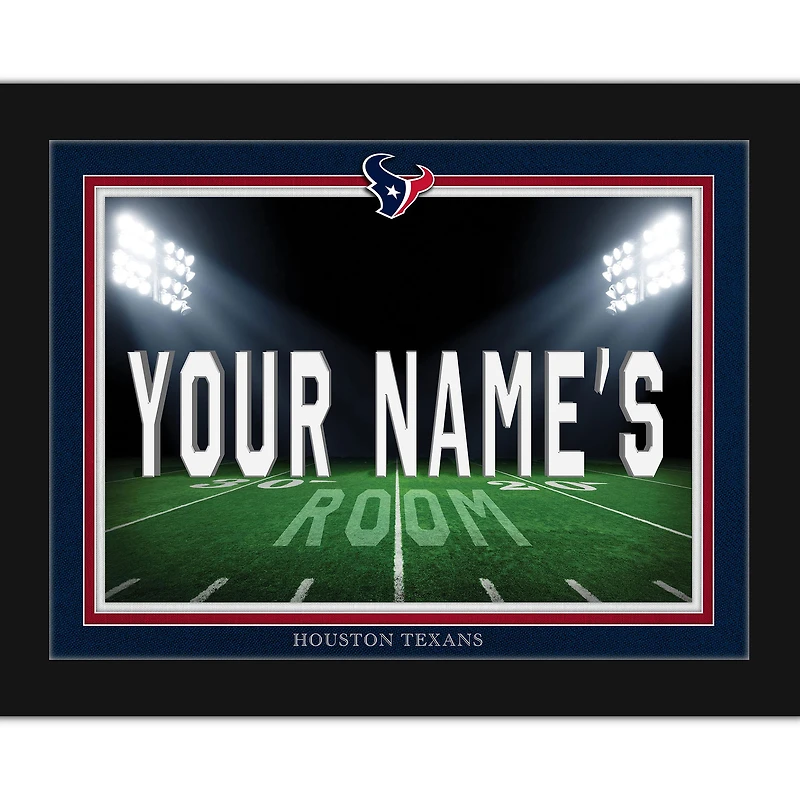 Black Houston Texans 12'' x 16'' Personalized Framed Field Spotlight Print