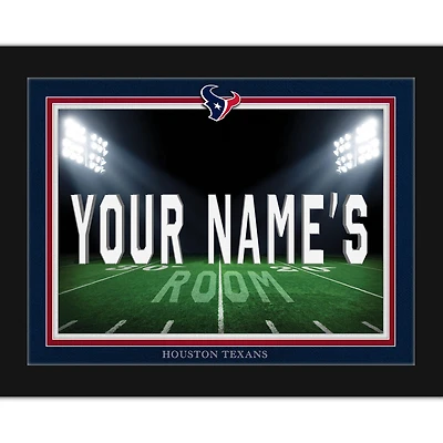 Black Houston Texans 12'' x 16'' Personalized Framed Field Spotlight Print