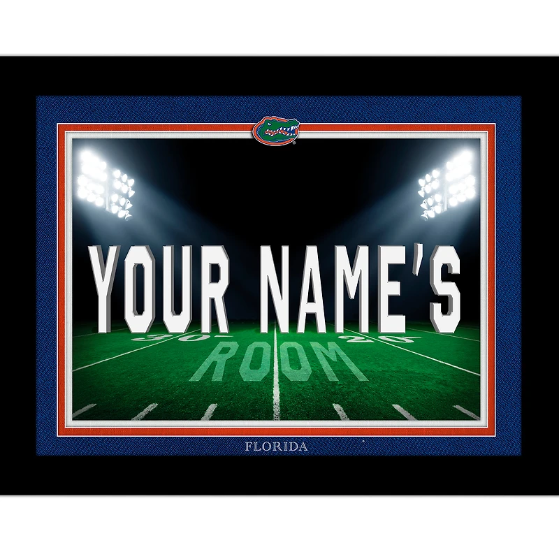Black Florida Gators 12'' x 16'' Personalized Framed Field Spotlight Print