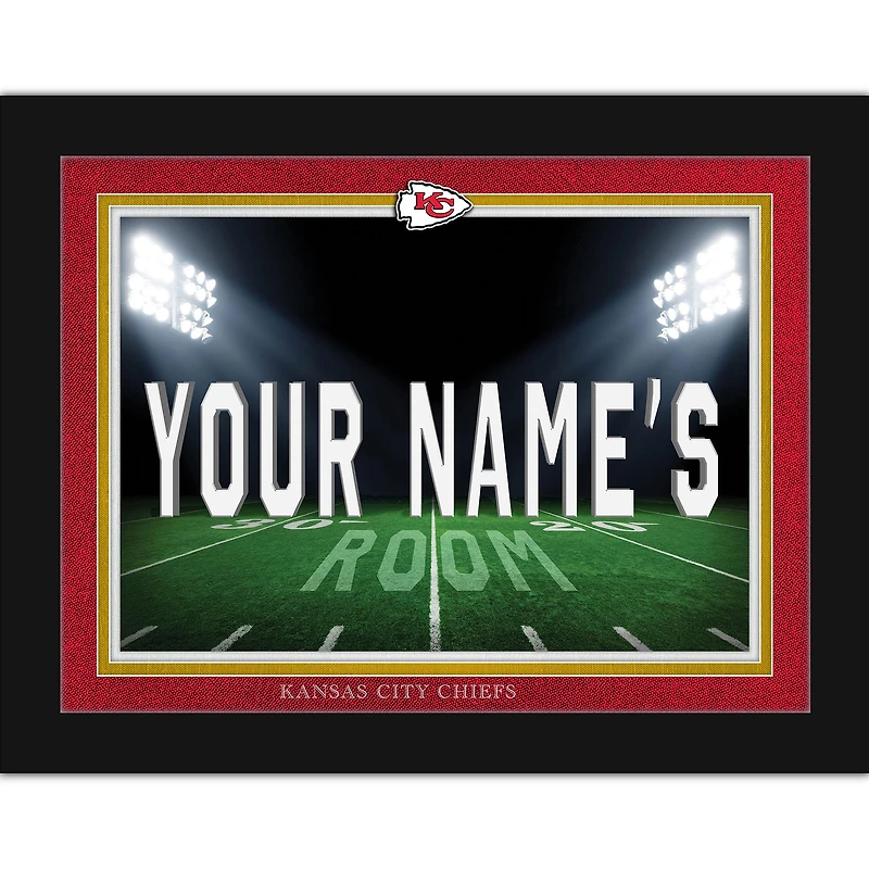 Black Kansas City Chiefs 12'' x 16'' Personalized Framed Field Spotlight Print