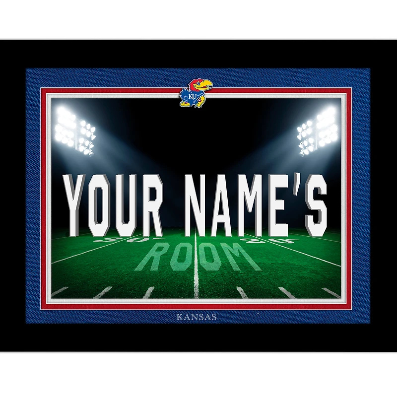 Black Kansas Jayhawks 12'' x 16'' Personalized Framed Field Spotlight Print