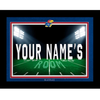 Black Kansas Jayhawks 12'' x 16'' Personalized Framed Field Spotlight Print