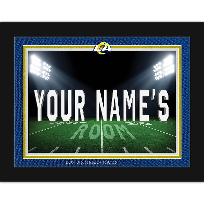 Black Los Angeles Rams 12'' x 16'' Personalized Framed Field Spotlight Print