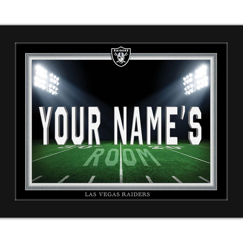 Black Las Vegas Raiders 12'' x 16'' Personalized Framed Field Spotlight Print
