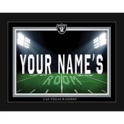 Black Las Vegas Raiders 12'' x 16'' Personalized Framed Field Spotlight Print
